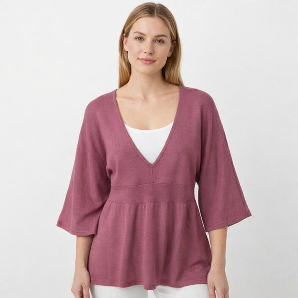 MIXIT Pink Wool Blend Plunge Neckline Sweater Size Medium